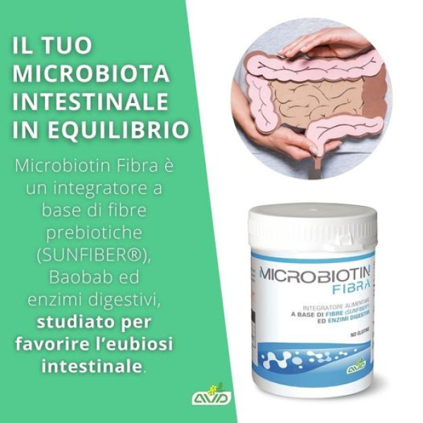 Microbiotin fibra è il prebiotico naturale innovativo, con aggiunta di enzimi digestivi, studiato per favorire l’eubiosi intestinale.