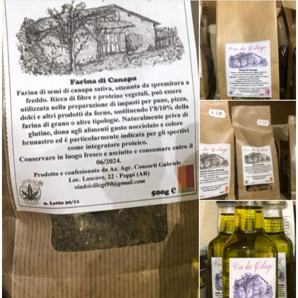 Farina, olio, tisana e biscotti di canapa azienda agricola Via dei Ciliegi!