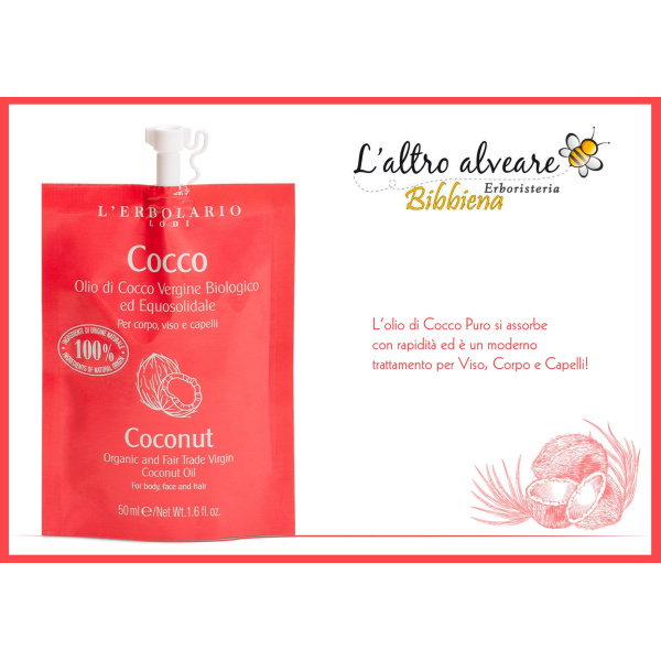 Olio Cocco vergine Biologico!
Prodotto estremamente versatile, può essere usato per struccare gli occhi, per idratare e nutrire la pelle del corpo e come impacco per i capelli...