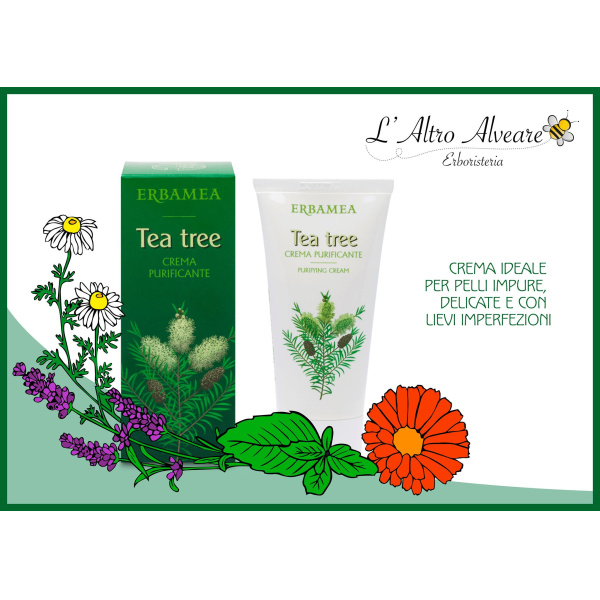 La crema TEA TREE di Erbamea è formulata con oli essenziali ad azione purificante, per donare alla pelle la sua naturale levigatezza