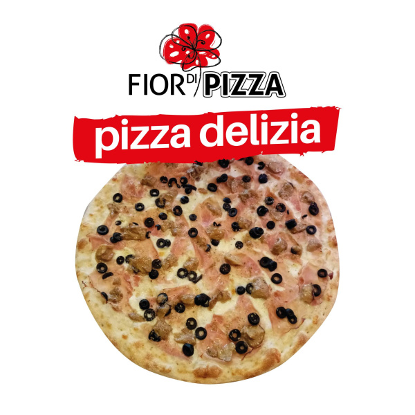 PIZZA DELIZIA 
Con mozzarella, prosciutto cotto, olive, porcini e origano  un gusto autunnale da godersi fino all'ultimo morso!